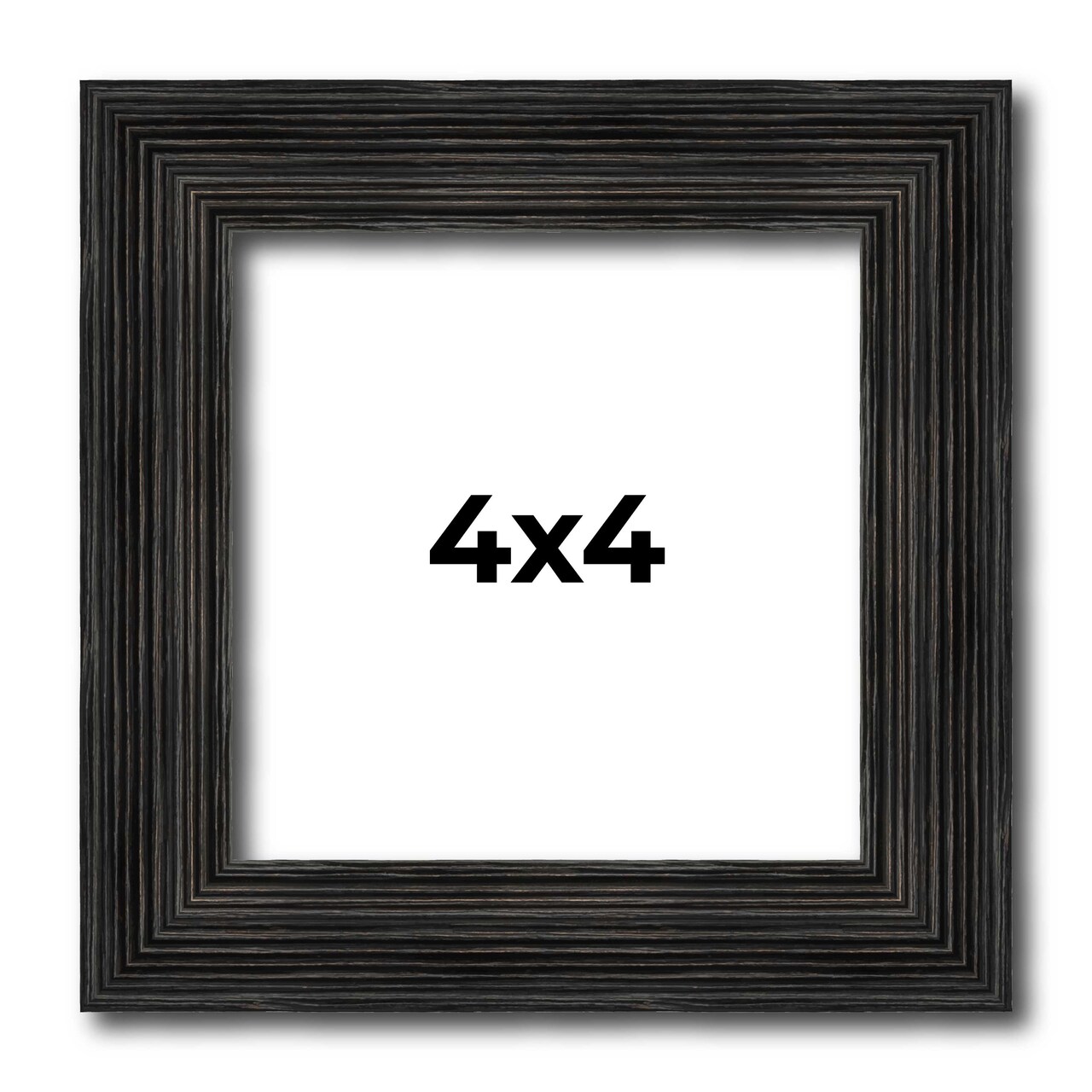 4x4 Thin Barnwood Picture Frame with UV-Resistant Acrylic & Acid Free Backing, Available in 2 Paint Finishes - Grey and Black
